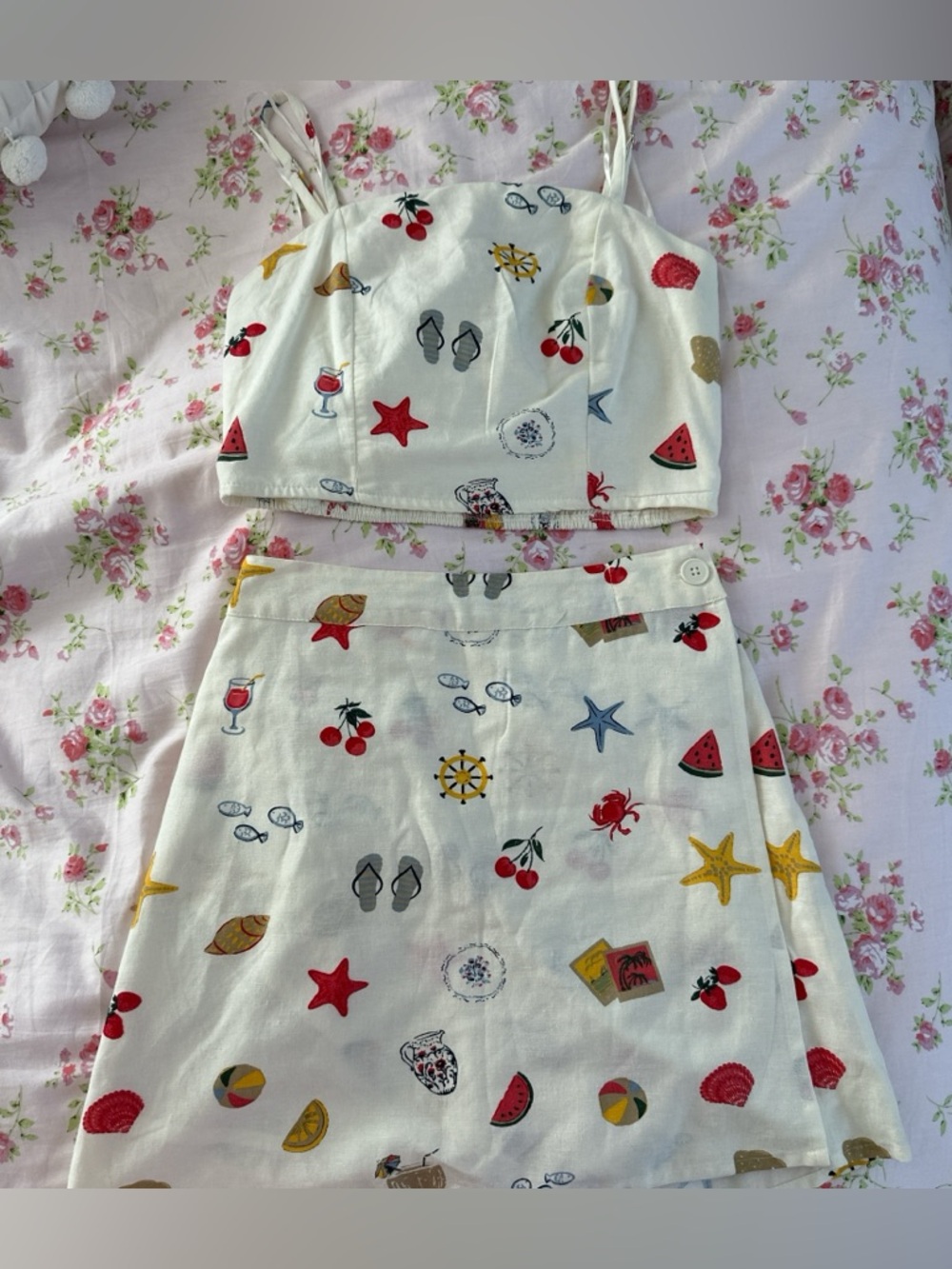 Summer Matching crop top and skirt Set